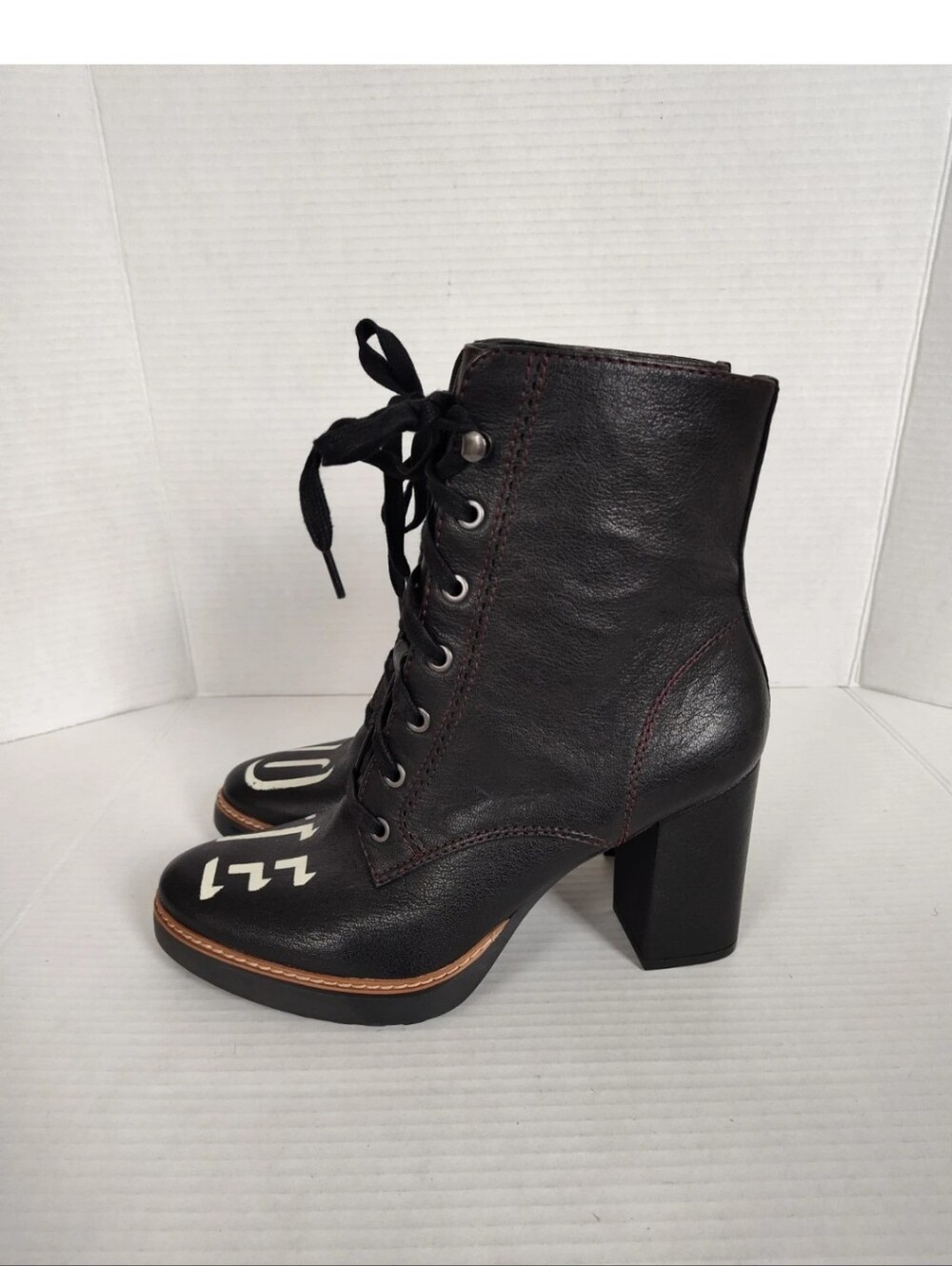 Naturalizer Black Leather Boots "VOTE" Spell out Political Size 10 Rare - Picture 9 of 9
